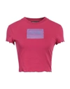 Versace Jeans Couture Woman T-shirt Fuchsia Size Xl Cotton, Elastane In Pink