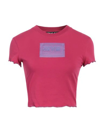Versace Jeans Couture Woman T-shirt Fuchsia Size Xl Cotton, Elastane In Pink