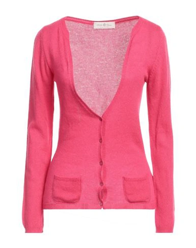 Della Ciana Woman Cardigan Fuchsia Size 10 Cashmere In Pink