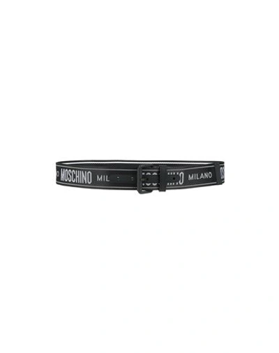 Moschino Woman Belt Black Size 18 Textile Fibers, Soft Leather