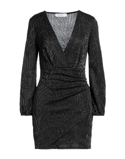 Kaos Woman Mini Dress Charcoal Size M Polyester, Polyamide, Metallic Fiber, Elastane In Grey