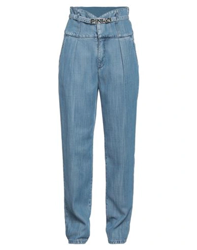 Pinko High-waisted Cropped Jeans In Blue
