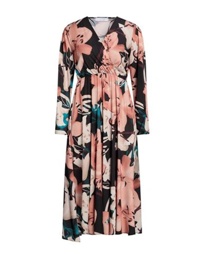 Kaos Woman Midi Dress Black Size 6 Polyester, Elastane
