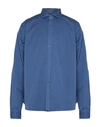Portofiori Man Shirt Slate Blue Size 16 Cotton