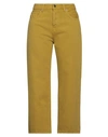 True Nyc Woman Denim Pants Mustard Size 29 Cotton In Yellow