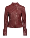 Stewart Woman Jacket Burgundy Size 8 Lambskin In Red