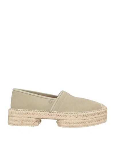 Ferragamo Man Espadrilles Sage Green Size 9 Leather, Calfskin