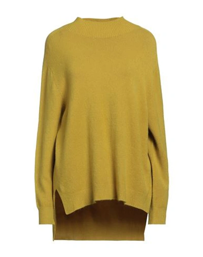 Club Crochet Woman Turtleneck Mustard Size L Viscose, Polyester, Polyamide In Yellow