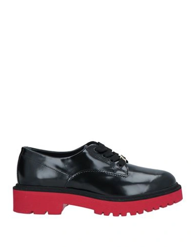 Hogan Woman Lace-up Shoes Black Size 8 Soft Leather