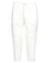 Why Not Brand Man Cropped Pants Cream Size Xxl Cotton, Elastane In White