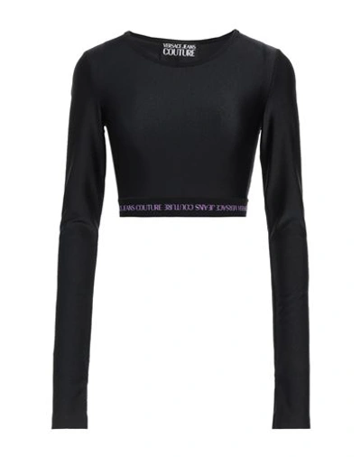 Versace Jeans Couture Woman T-shirt Black Size 2 Polyacrylic, Elastane
