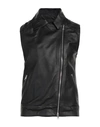 Giorgio Brato Woman Top Black Size 10 Soft Leather In Black