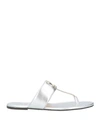 Jimmy Choo Woman Toe Strap Sandals Silver Size 9 Soft Leather In Silver