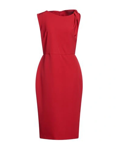 Access Fashion Woman Midi Dress Red Size Xl Polyacrylic, Elastane