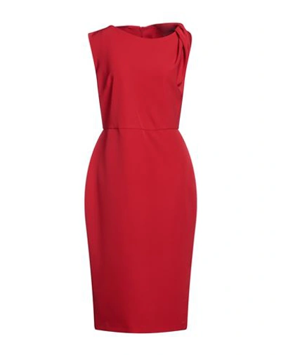 Access Fashion Woman Midi Dress Red Size Xl Polyacrylic, Elastane In Red