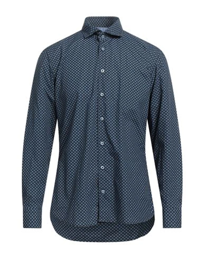 Bastoncino Man Shirt Midnight Blue Size 16 Cotton
