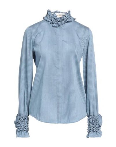 Le Sarte Pettegole Woman Shirt Pastel Blue Size 10 Viscose, Cotton, Silk