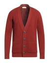 Filippo De Laurentiis Man Cardigan Brick Red Size 40 Merino Wool