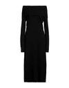 Blugirl Blumarine Woman Midi Dress Black Size M Wool, Polyamide, Viscose, Cashmere