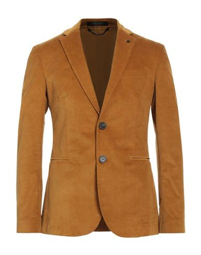 Messagerie Man Blazer Ocher Size 42 Cotton, Elastane In Yellow