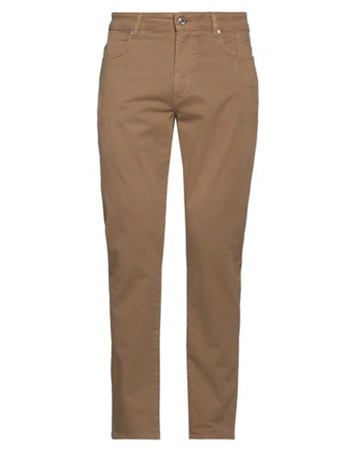 Jeckerson Man Pants Camel Size 31 Cotton, Elastane In Beige