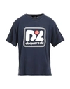 DSQUARED2 DSQUARED2 MAN T-SHIRT NAVY BLUE SIZE L COTTON, VISCOSE