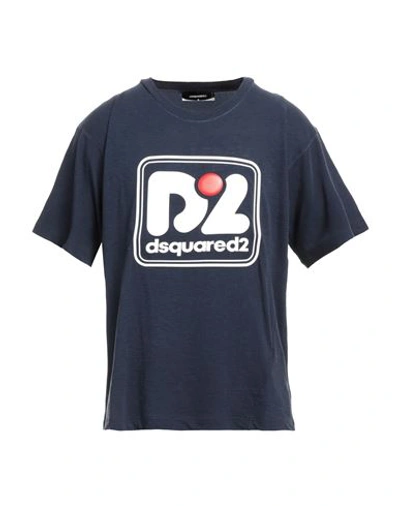 Dsquared2 Man T-shirt Navy Size L Cotton, Viscose In Navy Blue