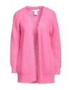 Kaos Woman Cardigan Fuchsia Size M Acrylic, Polyamide, Mohair Wool In Pink