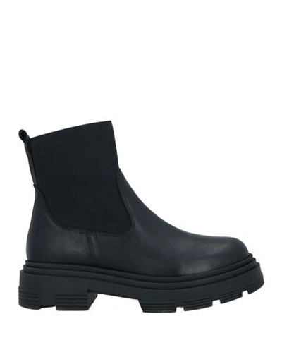 Le Pepite Woman Ankle Boots Black Size 6 Calfskin, Elastic Fibres