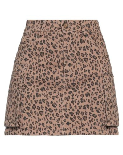 Vicolo Woman Denim Skirt Light Brown Size L Cotton, Elastane In Beige
