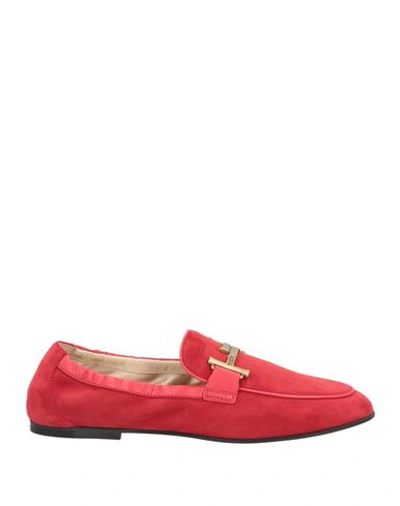 Tod's Woman Loafers Red Size 6 Soft Leather