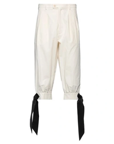 Maison Margiela Man Cropped Pants Cream Size 30 Cotton, Silk In White