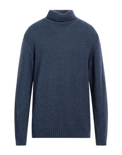 Homeward Clothes Man Turtleneck Slate Blue Size S Lambswool, Nylon