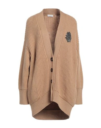 Brunello Cucinelli Woman Cardigan Camel Size Xxl Cashmere In Beige