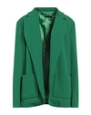 Amnè Woman Blazer Emerald Green Size L Polyester, Elastane