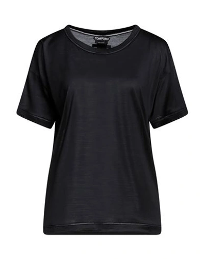 Tom Ford Woman T-shirt Black Size 0 Silk, Virgin Wool