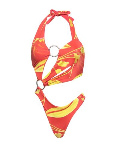 Louisa Ballou Woman One-piece Swimsuit Tomato Red Size S Recycled Polyamide, Elastane