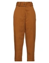 Tela Woman Pants Camel Size 4 Paper, Elastane In Brown