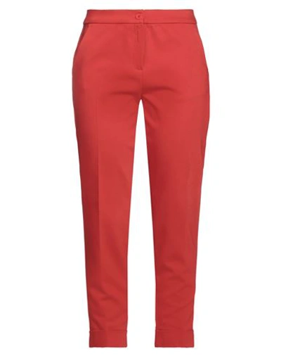 Caractere Caractère Woman Pants Tomato Red Size 4 Cotton, Polyester, Elastane