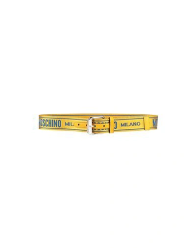 Moschino Woman Belt Ocher Size 18 Soft Leather, Textile Fibers In Yellow