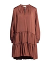 Momoní Woman Mini Dress Brown Size 8 Polyester