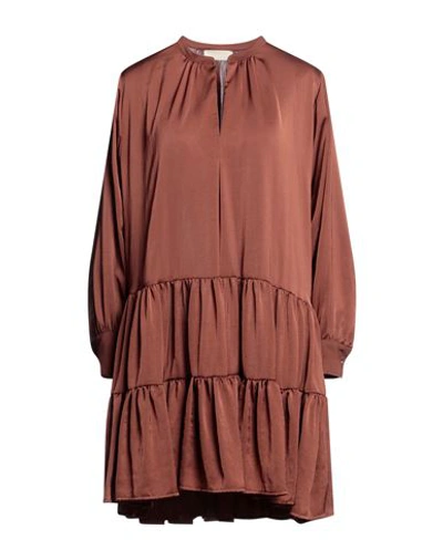 Momoní Woman Mini Dress Brown Size 6 Polyester