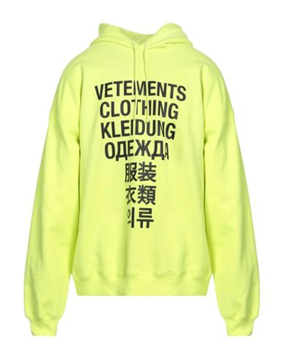 Vetements Man Sweatshirt Yellow Size M Cotton, Polyester