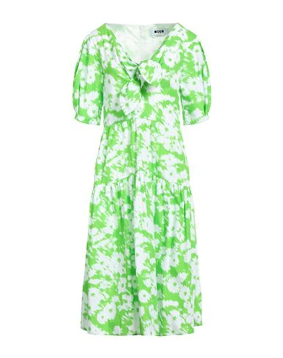 Msgm Woman Midi Dress Acid Green Size 4 Cotton