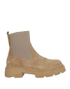 Le Pepite Woman Ankle Boots Beige Size 7 Leather, Elastic Fibres