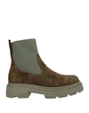 Le Pepite Woman Ankle Boots Military Green Size 8 Leather, Elastic Fibres In Green