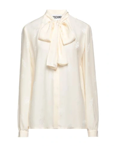 Moschino Woman Shirt Cream Size 14 Viscose, Silk In White