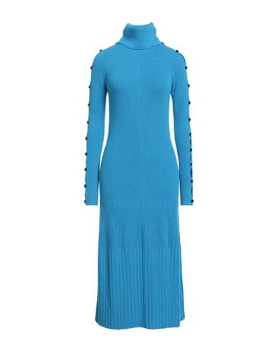 Proenza Schouler Woman Midi Dress Azure Size M Cotton, Polyamide, Viscose, Polyester, Elastane In Blue