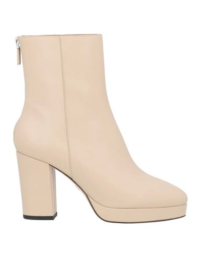 LOLA CRUZ LOLA CRUZ WOMAN ANKLE BOOTS BEIGE SIZE 8 LEATHER