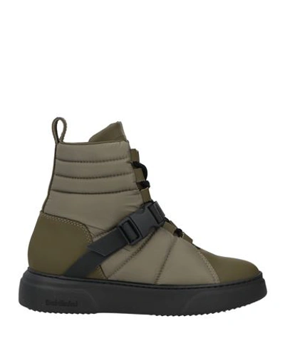 Add X Baldinini Woman Sneakers Military Green Size 7.5 Soft Leather, Textile Fibers